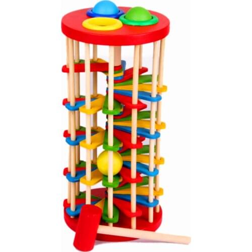 Wooden Toys Batting Ladder Hand Knock The Ball Montessori Mathematics Early Educational Colorful Toys For Children Kids Baby