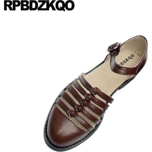 Breathable 11 China Round Toe Brown Large Size 10 Summer Sandals Designer Shoes Women Luxury 2021 Ankle Strap Flats Hollow Out