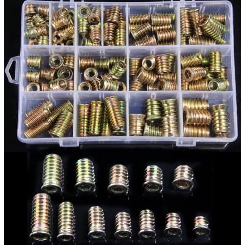 131PCS Assorted Flanged Hex Drive Head Furniture Nuts M6 M8 M10 Zinc alloyl Thread For Wood Insert Nut