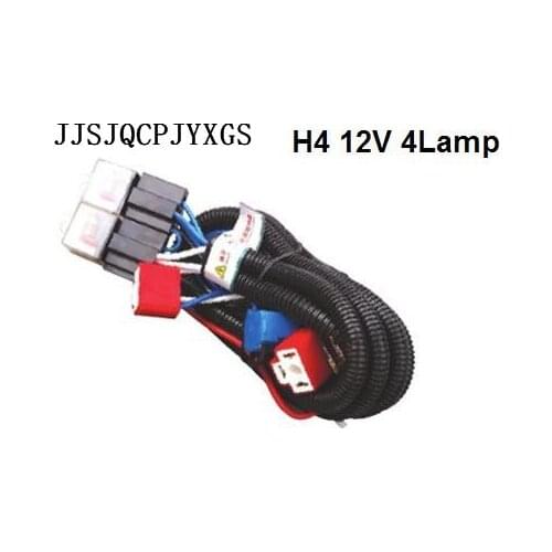 JJSJQCPJYXGS Hot sale waterproof 12V 4 light H4 headlight wiring harness Relay kits