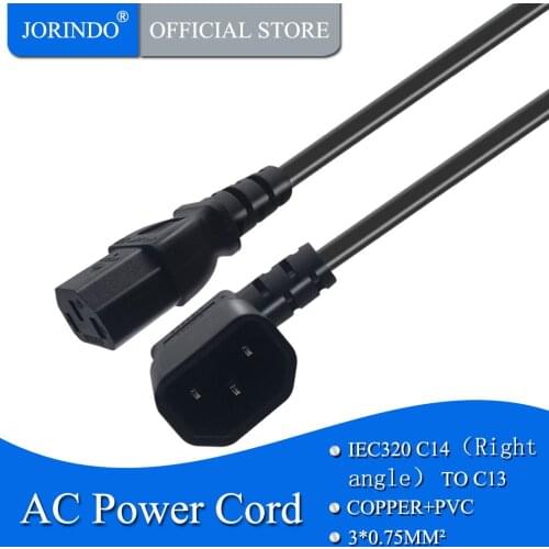 JORINDO 0.3M/1FT IEC320 C14 right angle 3 pin TO C13 3 hole power cable cord,For rice cookers, kettles and PDU/UPS servers