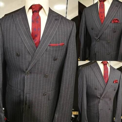 Handsome Stripe Men Tuxedos Double Breasted Classic Wedding Groomsmen Blazer Custom Made Party Prom Smart Casual Jacket 1 Piece