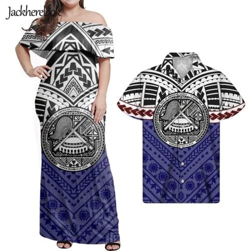 Jackherelook American Samoa Style Summer Off Shoulder Dress Polynesain Tattoo Hawaii Outfits Top for Unisex Club Bodycon Dresses