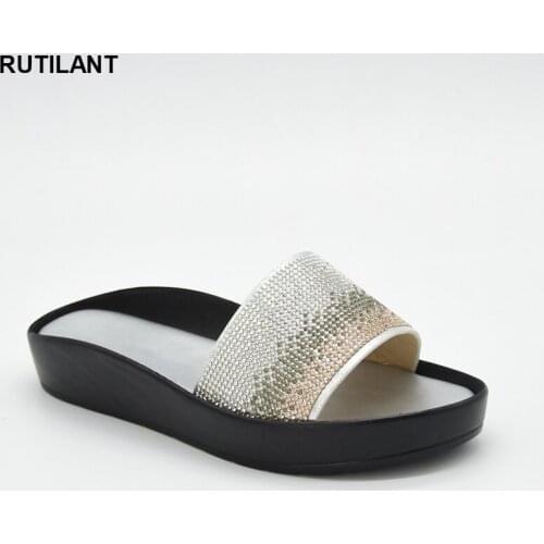 Summer Slippers 2020 Women Shoes High Quality PU Leather Square Toe Ladies Summer Slippers Good Quality Slippers for Woman