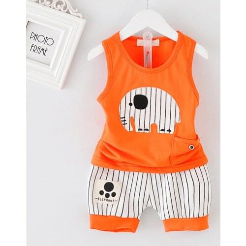 Summer Kids Clothes Set Cotton Cartoon Baby Boy Girls Clothing Set Children Sport Suit Vest+ Stripe Shorts 2pcs Minions DS29