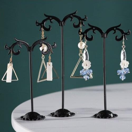 Metal Earring Display Stand Women Desk Jewelry Organizer Gold Color T-bar Ring Necklace Showing Shelf Jewelry Rack