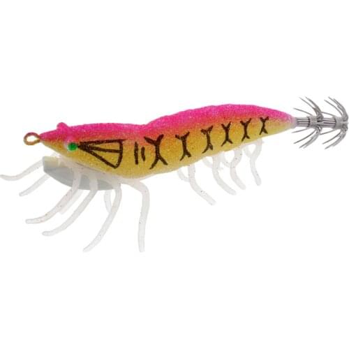 Simulation Plastic Wood Shrimp Squid Jigs Squid Fishing Hook with Lifelike 3D Eye for Catching Fish Sleeve-fish Squid Octopus