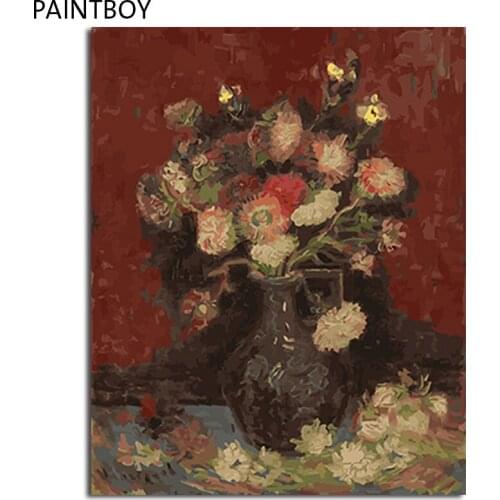 PAINTBOY Flower Framed Pictures DIY Painting By Numbers Acrylic Painting On Canvas Wall Art For Living Room Home Decor