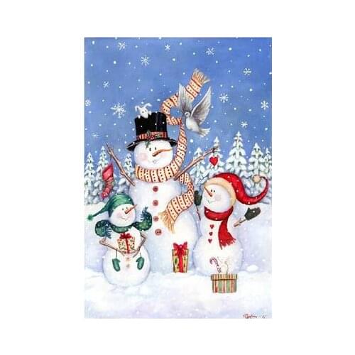 HAEGR_11 Little Snowman Family Needlework,For Embroidery,DIY 14CT Unprinted Arts Cross stitch kits Set Cross-Stitching