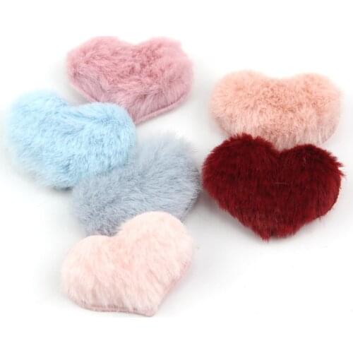 36Pcs 3*4.5cm Furry heart shape Fillers Padded Appliques For Handmade Kids hair Clip Hat patches Decor Ornament Accessories