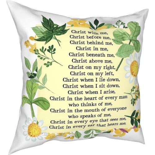 St. Patricks Day Breastplate Prayer Throw Pillow Cover Decorative Pillow Irish Saint Paddys Shamrock Leprechaun Pillowcase