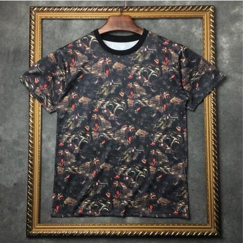 Men New Novelty 2020 Roaring Gorilla orangutan T Shirts T-Shirt Hip Hop Skateboard Street Cotton T-Shirts Tee Top kenye #B73