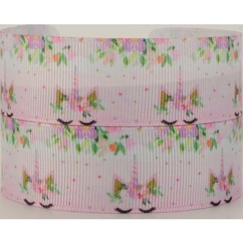New 50 yards cute cartoon Unicorn face ribbon printed grosgrain,satin ribbons free shipping