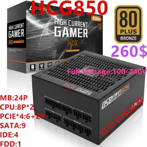 New PSU For Antec Brand ATX 2080Ti Full Module 80plus Bronze Game Mute Power Supply 850W/750W Power Supply HCG850 HCG750