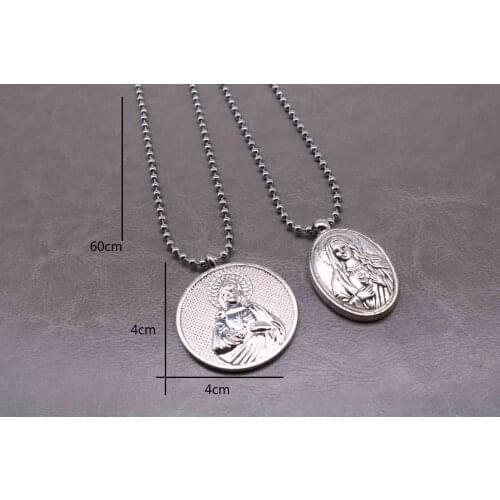 Catholic benevolent Virgin Mary rosary beaded rose necklace. Fashion rosary long chain. Holiday gifts