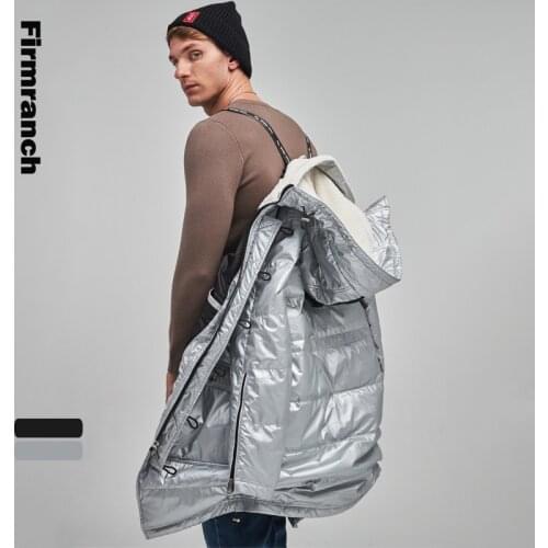 Firmranch 2020 White duck down medium long coat men parkas thick hooded snow down jacket men зимняя мужская одежда Canada 6XL