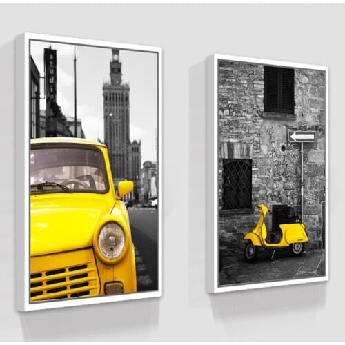 Custom print canvas Wall Art paintings Golden car motorcycle Nordic Modern Classical Hoom Decor Hotel Aisle Oil Painting