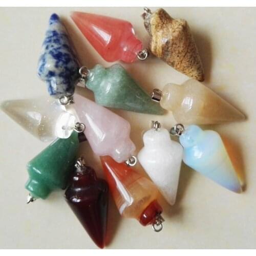 50pcs natural stone pendant pendulum Mixed circular Cone Tapered charms pendant for jewelry making accessories free shipping