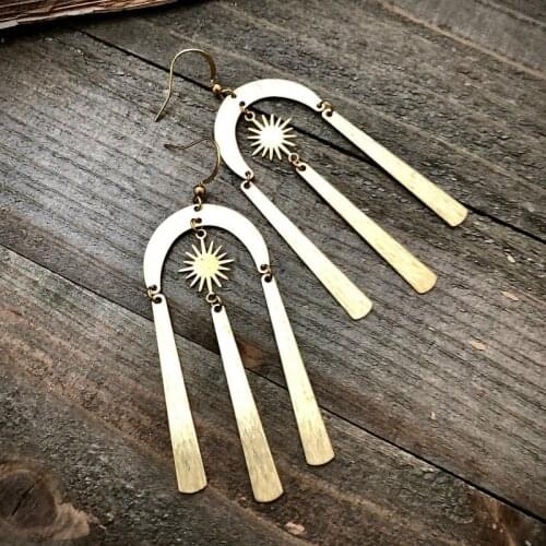 Sun Dangles / Large Dangle Earrings / Large Statement Earrings / Gold Statement Earrings