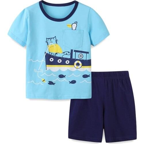 Jumping Meters Summer Baby Short Sleeve For Clothing Sets Boys Cotton Suit For Children Clothes Sets Kids Outfits