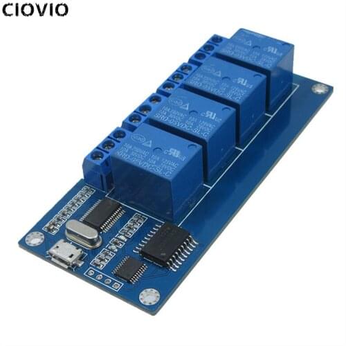 CIOVIO 4 channel 5v relay module relay control board with indicator light relay output usb interface 4 way 5v relay module