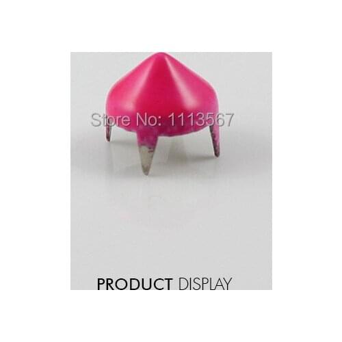 Craft Metal Candy Pink 4 Studs Prong Cone Spike Spot Tack Nailhead Rivets 9mm Garment Cloth Bag Sewing Supplies 1000piece/K210
