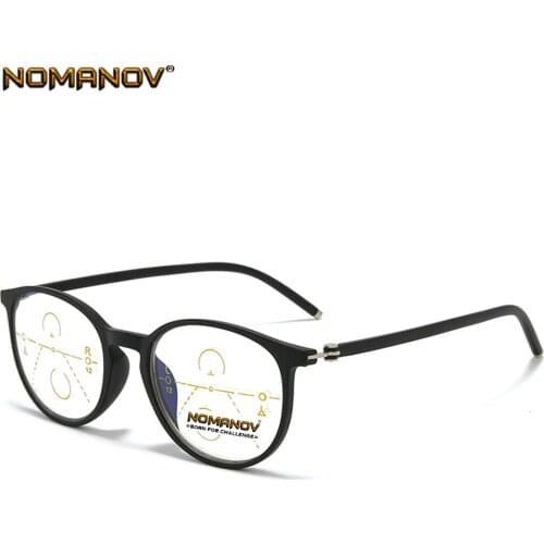 Retro Round Frame Blu Light Blocking Lens Men Women Progressive Multifocus Reading Glasses Add 75 100 125 150 175 200 To 400