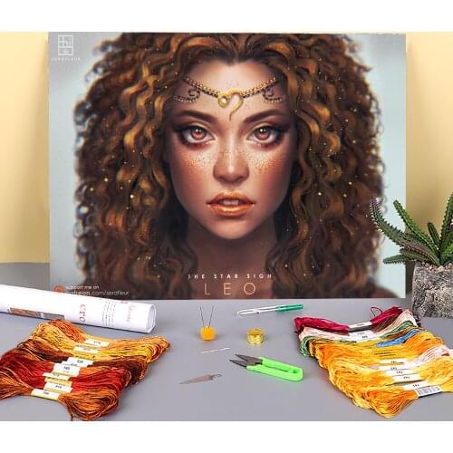 Cartoon Girl Woman Pre-Printed 11CT Cross-Stitch Set Embroidery DMC Threads Hobby Handmade Handicraft Painting Counted Package