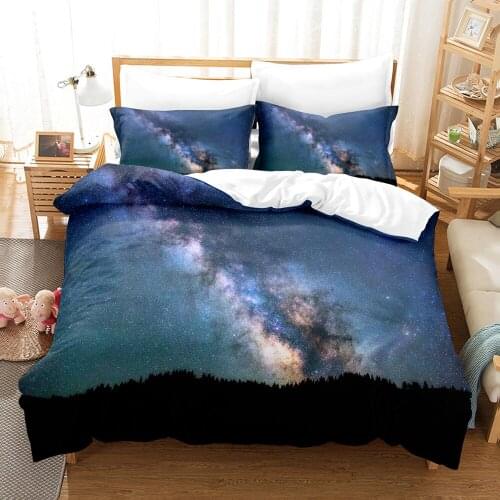 Stars Bedding Set Single Twin Full Queen King Size Sky Cloud Scenery Bed Set Childrens Kid Bedroom Duvetcover Sets 010