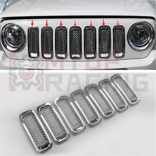 Silver Mesh Grille Grid Guard Inserts Net Trim Cover For Jeep Patriot 2011 2012 2013 2014 2015 2016