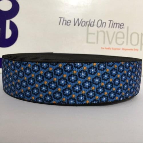 12 Meters 35mm Blue Flower Pattern Suspender Elastic Webbing Great For Mens Suspender Making