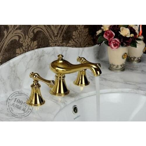 Furukawa genuine antique titanium color faucet hot and cold all-copper 3 three-hole basin taps 8 Bacun European retro