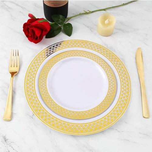 Disposable Hard Plastic Plate Western Dinner Party Thick Dinner Plate Wash Free Set Dinner Party Outdoor Activity Tableware