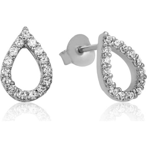 Tevuli 925 Sterling Silver White Cubic Zirconia Drop Studded Earrings