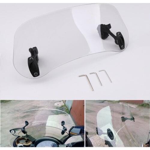 Motorcycle Windscreen Extension Extender Adjustable Spoiler Clamp-On Heighten Windshield Deflector for Honda Yamaha Kawasaki BMW