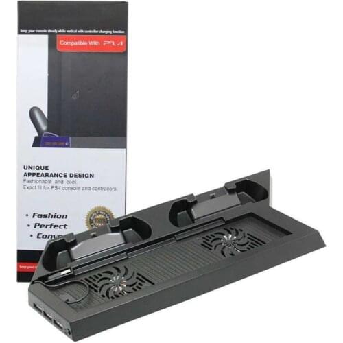 PS4/PS4 Slim/PS4 Pro Dual Controller Charger Console Vertical Cooling Fan Charging Station Stand for SONY Playstation 4 PS4