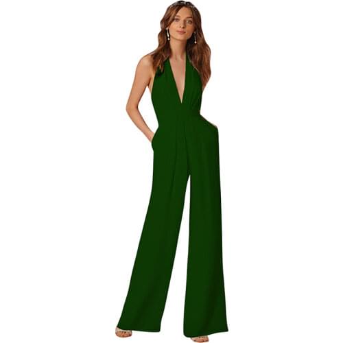 Women Jumpsuit Black S-2XL Plus Size Long Wide Leg Pants 2019 New Spring Summer Sleeveless Sexy Slim Jumpsuits Feminina CX747