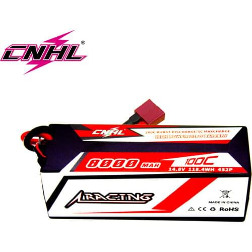 CNHL Racing Series 8000MAH 14.8V 4S 100C Lipo Battery Hard Case with Deans Plug for RC Evader BX Car RC Truck RC Truggy