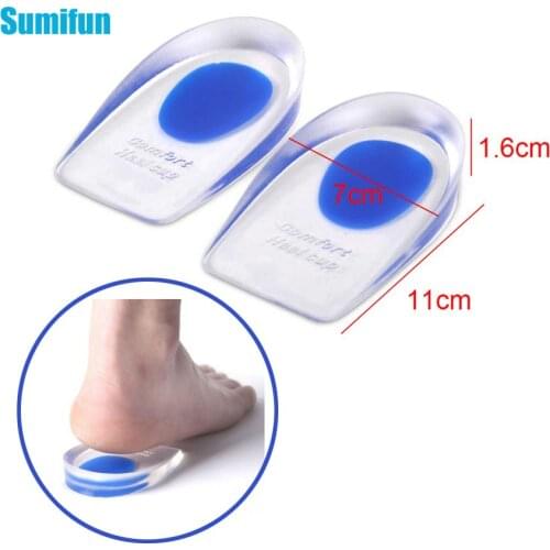 1Pair Orthopedic Insoles Silicon Gel Heel Cushion Insoles Soles Relieve Plantar Fasciitis Protectors Heel Spur Support