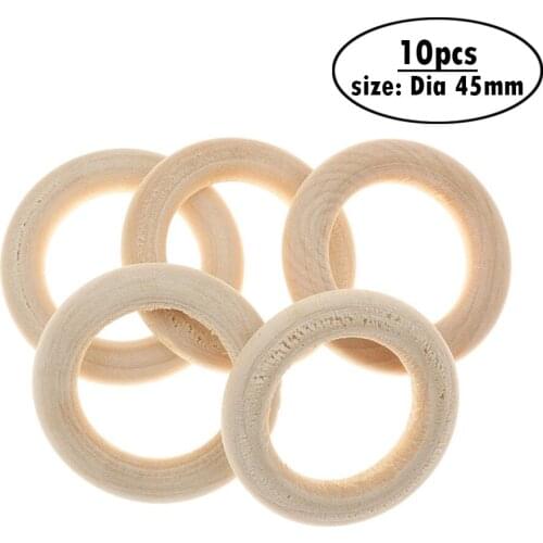 10pcs 45mm Wood Rings Natural Unfinished Wooden Round Circle Ring without Paint Smooth for Crafts DIY Jewelry Pendant Connectors