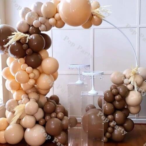 123pcs Coffee Doubeld Balloon Arch Kits Birthday Beige Globos Party Decoration Cream Ballooms Garland Kit Baby Shower BackDrop