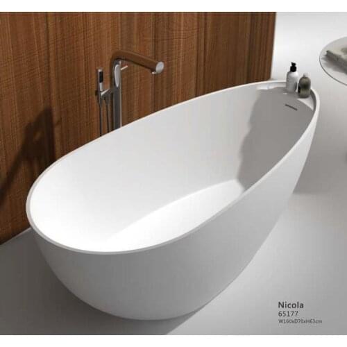 1600x700x630MM SOLID SURFCE STONE BATHTUB CORIAN SUPERIOR QUALITY FREESTANDING TUB - 65177