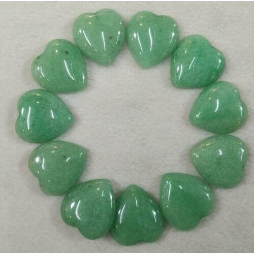 2016 new good quality natural green aventurine heart shape cab cabochons beads for jewelry making 25mm wholesale 10pcs/lot free