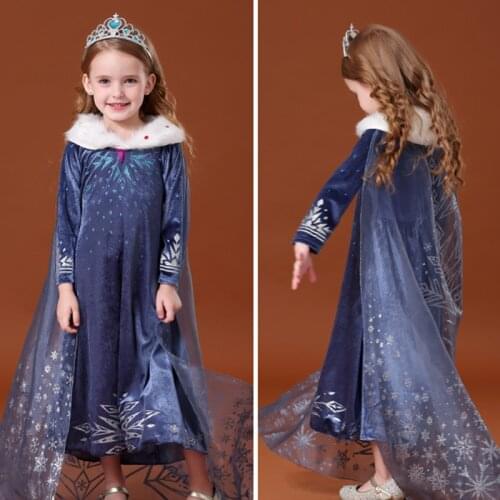 2021 New Dress Halloween Party Kids Costume Cosplay Clothing Snow Birthday Princess Dress Girls Vestidos 4-10Y