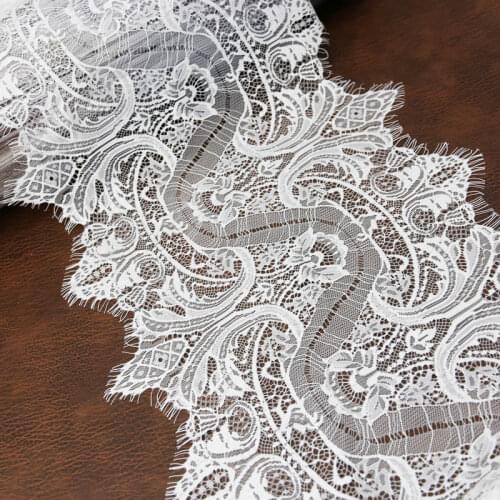 3 meters/lot) 300ｍm White Black Eyelash Lace Fabric Voile Lace Trim Embroidered Wedding Manual Dress Fabric Diy Ribbon
