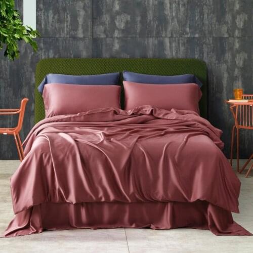 4pcs quilt cover bed sheet solid color lyocell bedding spring and summer 60 tencel simple sheets summer quilt cover pillowcase
