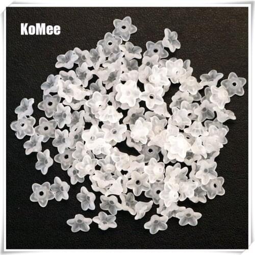 Free Shipping 1000PCS White Lily Flower Frosted Acrylic Beads 10x4mm For Jewelry Making Wholesale