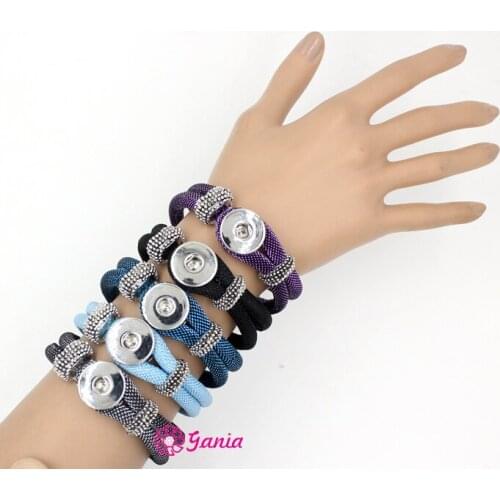 1PC 8 Colors Fabri Rope Bangle Interchangeable Snap Bracelets Jewelry Fit 18mm 20mm Liobonar Snap Buttons Charms Pulsera Bijoux