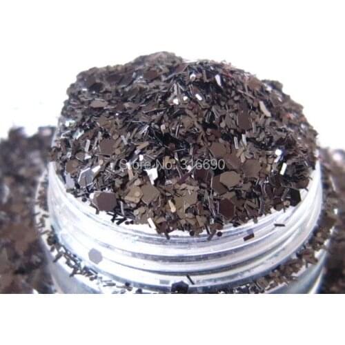Black Hex strip Mix Solvent Resistant Glitter for Nail Art, Nail Polish and Crafts G361