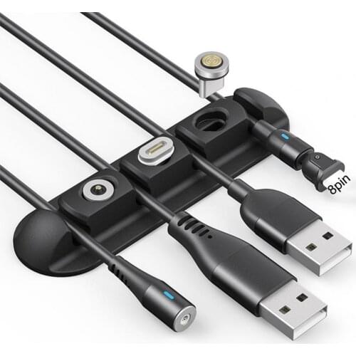 Cable Holder Flexible Universal Silicone 4 Holes USB Winder Charging Data Cord Organizer for Desktop